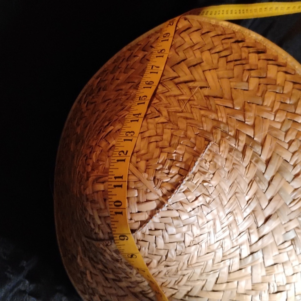 Vintage Tan Woven Straw Conical Hat - Picture 12 of 13